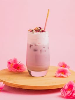 Pink Foam Taro Latte (Boba)
